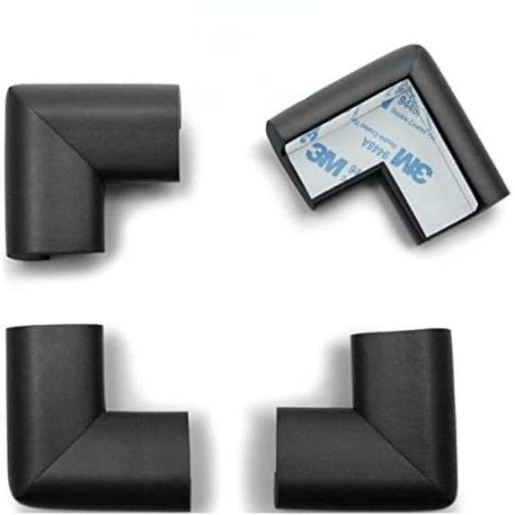 HeftyFit Corner Protector for Baby (4 Large Corners), Heavy-Duty Soft Rubber Foam Furniture Corner Bumper Guards, 3M Adhesive Pre-Taped, Onyx Black