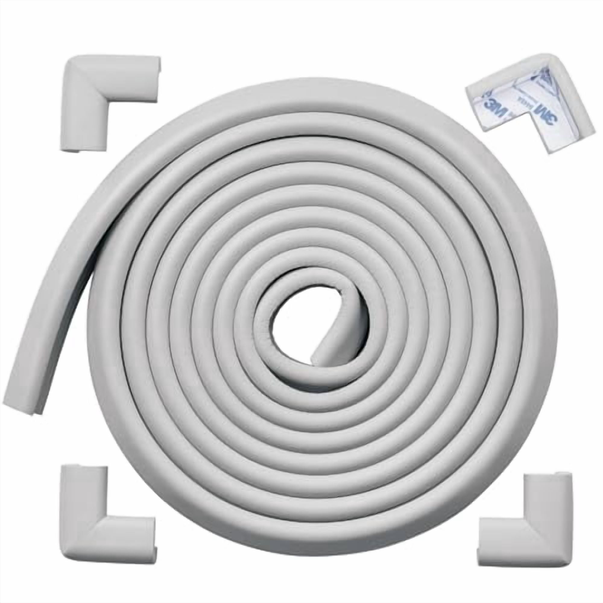 HeftyFit Edge Corner Protector Baby Proofing (Large 15ft Edge 4 Corners), Heavy-Duty, Soft NBR Rubber Foam, Furniture Fireplace Safety Bumper Guard, 3M Adhesive, Stone Grey