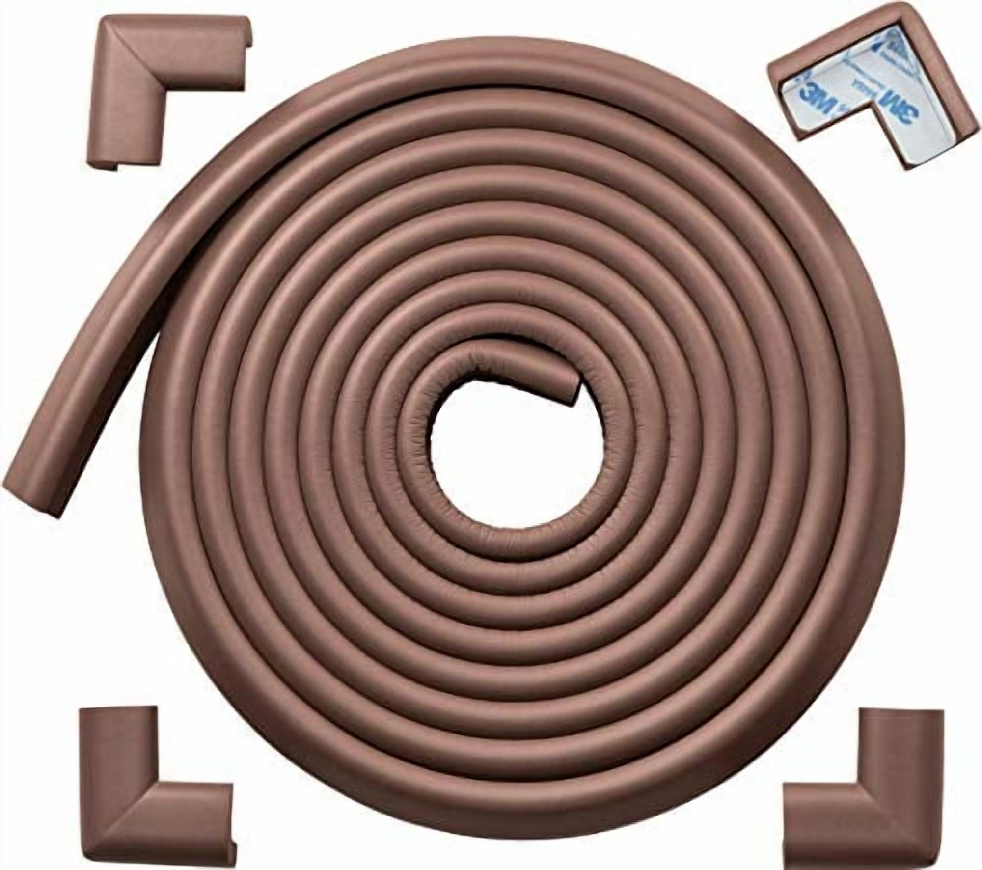 HeftyFit Edge Corner Protector Baby Proofing (Large 15ft Edge 4 Corners), Heavy-Duty, Soft NBR Rubber Foam, Furniture Fireplace Safety Bumper Guard, 3M Adhesive, Coffee Brown