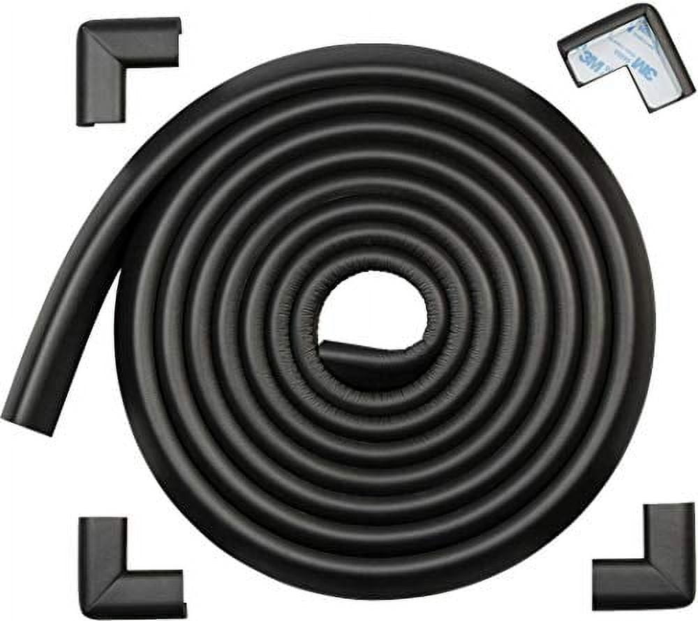 HeftyFit Edge Corner Protector Baby Proofing (Large 15ft Edge 4 Corners), Heavy-Duty, Soft NBR Rubber Foam, Furniture Fireplace Safety Bumper Guard, 3M Adhesive, Onyx Black