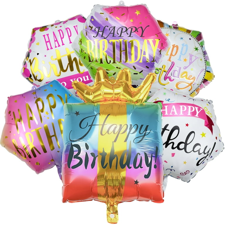 Hegbolke 27 Pcs Happy Birthday Party Aluminum Foil Balloons - 18 inch inch Round Helium Floating Mylar Balloon for Birthday Parties Decorations