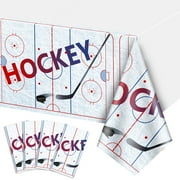 Hegbolke Hockey Tablecloths - 86''x 51'' Ice Hockey Rink Printed Table Cover Disposable Plastic Tablecloth for Hockey Themed Birthday Party Supplies Sports Event Game Day Decorations