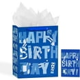 thumbnail image 1 of Hehanda 13" Birthday Gift Bag with Card and Tissue Paper for Men Birthday Party, Boy Kids Parties, Baby boy Birthday Gift Bags (1PCS Blue Happy Birthday), 1 of 6