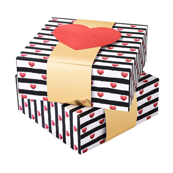 Hehanda 13-Inch Medium Valentine's Day Gift Box with Lid, 2-Piece with Heart Pattern Seal and Card - Ideal for Valentine's Day Gifts of Jewelry, Cosmetics, Desserts and More!