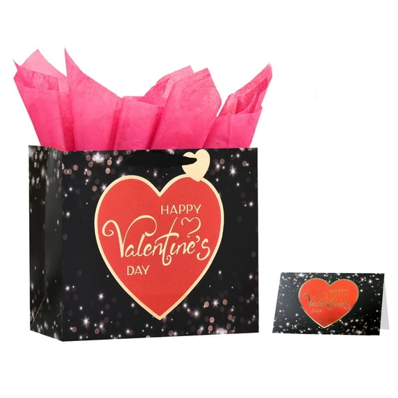 Hehanda 13-inch Valentine’s Day Gift Bags, Complete with Wrapping Paper, Ideal for Children, Him, Her, Boyfriend, Girlfriend, Classroom, and Valentine’s Gifts for Men and Women(1PCS)