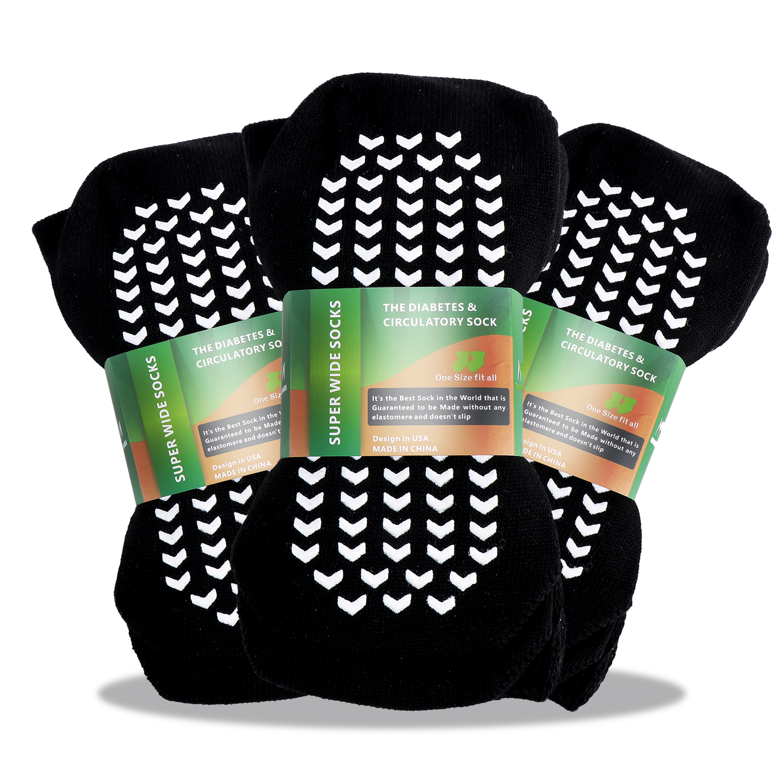 Pack of 3 Pairs XXXL NonSkid Bariatric Extra Wide Slipper Socks for