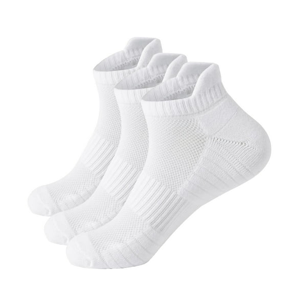 Hehanda 3 Pairs of Men's Solid Color Towel Bottom Short Socks - Thickened Terry Running Socks