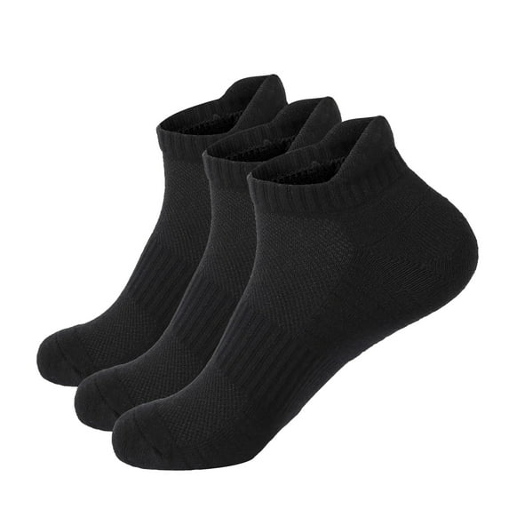 Hehanda 3 Pairs of Men's Solid Color Towel Bottom Short Socks - Thickened Terry Running Socks