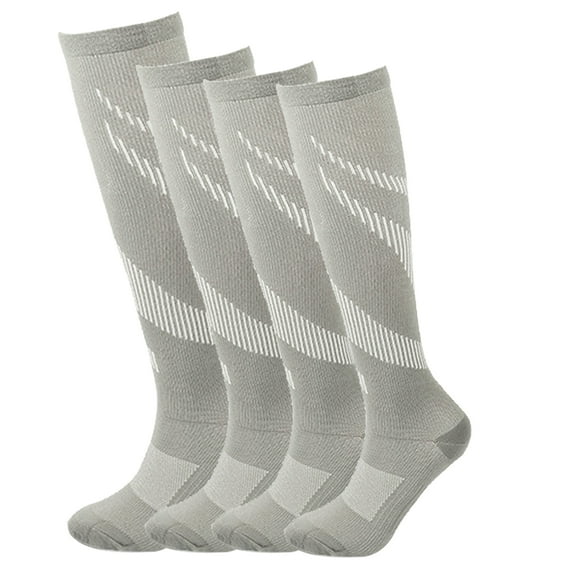 Hehanda 4 Pairs of Long Tube Protection Sports Socks with 15-20 mmHg Graded Support Compression Socks for Outdoor Cycling and Running