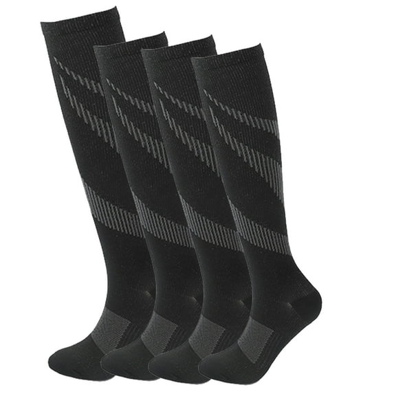 Hehanda 4 Pairs of Long Tube Protection Sports Socks with 15-20 mmHg Graded Support Compression Socks for Outdoor Cycling and Running