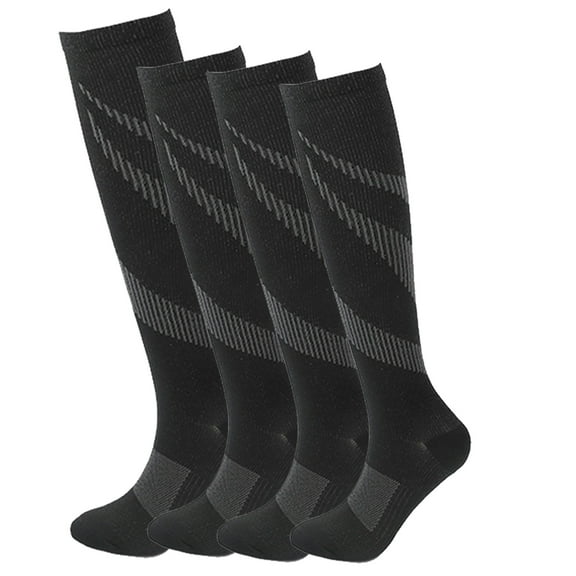Hehanda 4 Pairs of Long Tube Protection Sports Socks with 15-20 mmHg Graded Support Compression Socks for Outdoor Cycling and Running