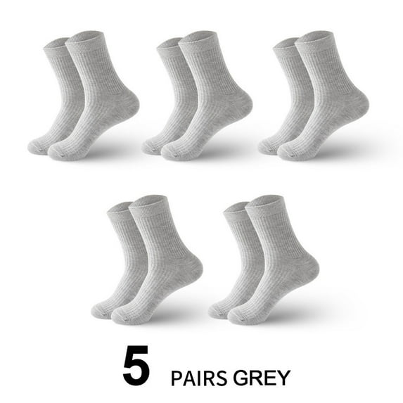 Hehanda 5 Pairs of Men's Long Casual Solid Color Cotton Socks, Comfortable and Breathable Socks