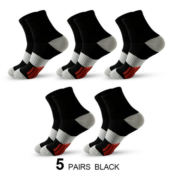Hehanda 5 Pairs of Men's Mid-Calf Basketball Socks - Color Blocking Sweat and Odor Resistant Sports Socks