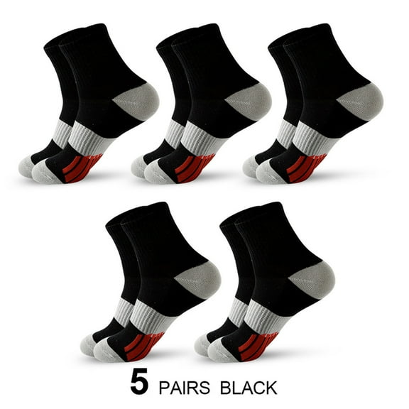 Hehanda 5 Pairs of Men's Mid-Calf Basketball Socks - Color Blocking Sweat and Odor Resistant Sports Socks
