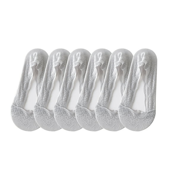 Hehanda 6 Pairs Women's Lace No Show Socks Low Cut Non Slip, Invisible with Flats, Pumps, Boat Liner Socks