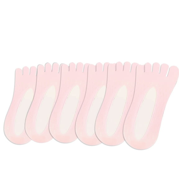 Hehanda 6 Pairs of Non-Slip Silicone Five-Finger Socks Summer Shallow Mouth Boat Socks Women's Invisible Silk Socks