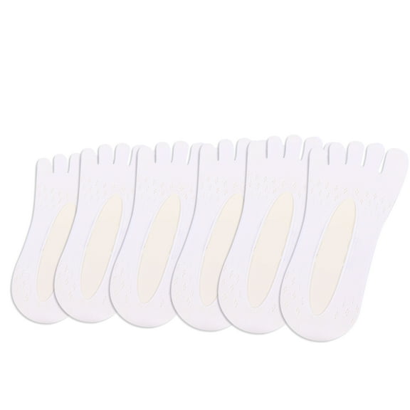 Hehanda 6 Pairs of Non-Slip Silicone Five-Finger Socks Summer Shallow Mouth Boat Socks Women's Invisible Silk Socks