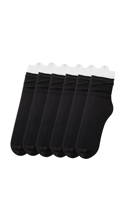 Hehanda 6 Pairs of Summer Thin Medium Pass Velvet Rolled Edge Pile of Socks