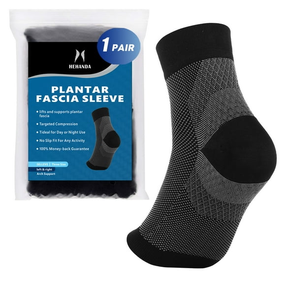 Hehanda Athletic Compression Socks for Women's & Men's Plantar Fasciitis Relief, Black