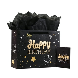  ysmile Marble Black Gift Bag with Tissue Paper for Men Paper  Bag Birthday Favor Bag 2 Pack (Medium and Large) : Health & Household