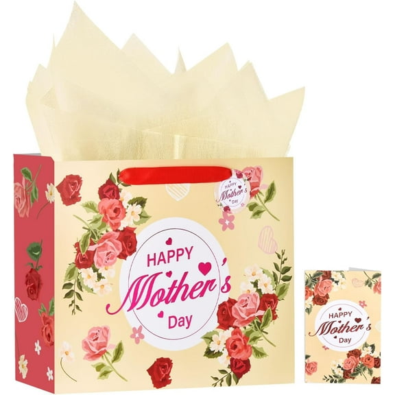 Hehanda Happy Mother's Day Gift Bags, Floral, 13 in