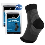 Hehanda Plantar Fasciitis Compression Socks for Women & Men (Black, 2 Pair) - Arch Support Ankle Compression Socks for Plantar Fasciitis Relief, and Foot/Heel Pain, Injury Recovery for Sports