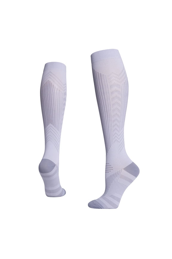 Hehanda Sports Compression Socks - Nighttime Reflective Striped Sports Socks - Running and Jumping Rope High Calf Socks