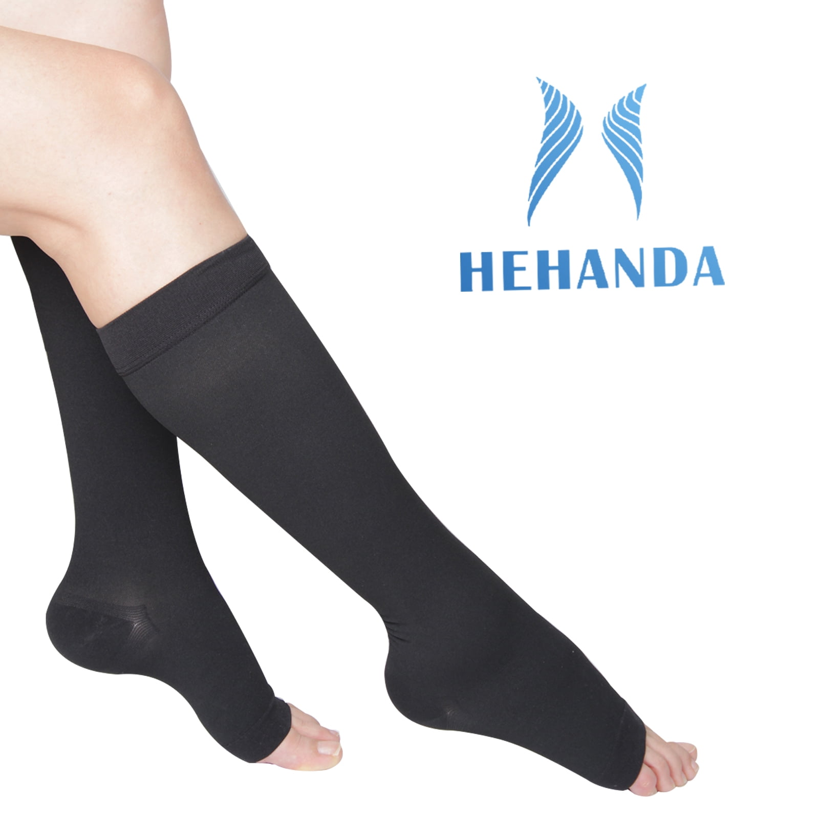  Open toe Toeless Compression Socks 3 Pairs for Women Men 15-20  mmHg Support Stockings Running Travel Pregnancy(S/M, Black) : Clothing,  Shoes & Jewelry