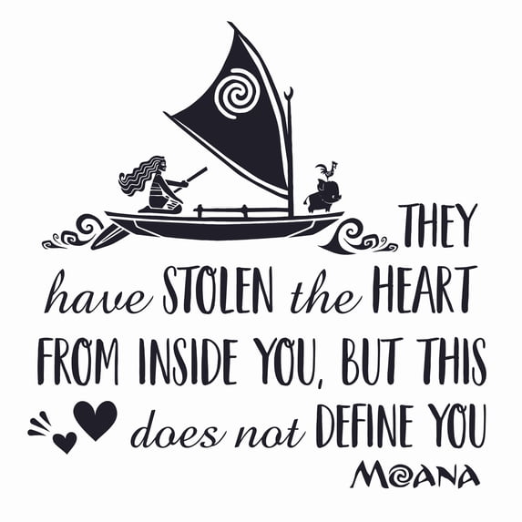 Hei Hei Moana And Pua Wall Decal - 20" x 20" Stick And Peel Walt Disney Movie Quotes Home Decor | Every Turn I Take Every Trail I Track Is A Choice I Make Now I Can't Turn Back From The Great Unknown