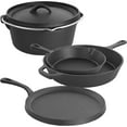 HeiStang Assorted PreSeasoned OVEN SAFE, Cast Iron Cookware Set, 5