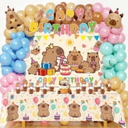 Heidaman Capybara Birthday Decorations Capybara Party Decorations Set Includes Banner Tablecloth Backdrop Ballon Cake Toppers
