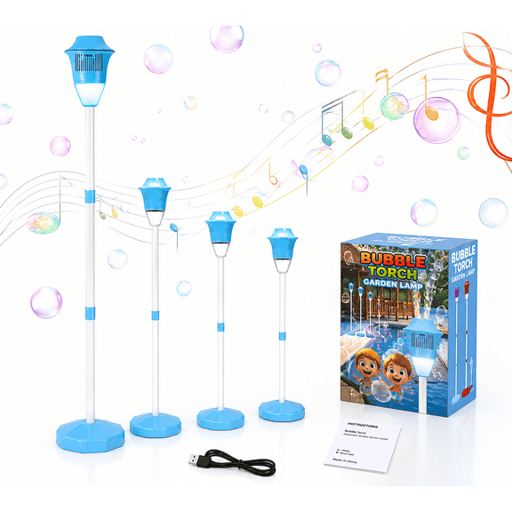 Heidaman Standing Bubble Machine for Kids – 47" Adjustable Bubble Blower with LED Lights, Rechargeable Battery, Outdoor Party Toy for Toddlers, Birthday & Wedding