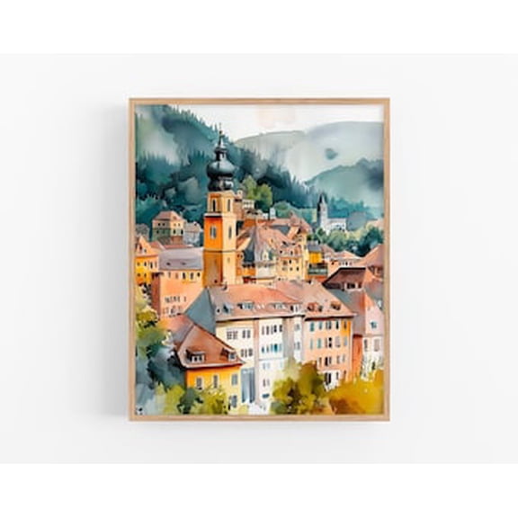 Heidelberg Cityscape Watercolor Style Painting Germany Watercolor Style Poster Travel Gifts By Feelingprints
