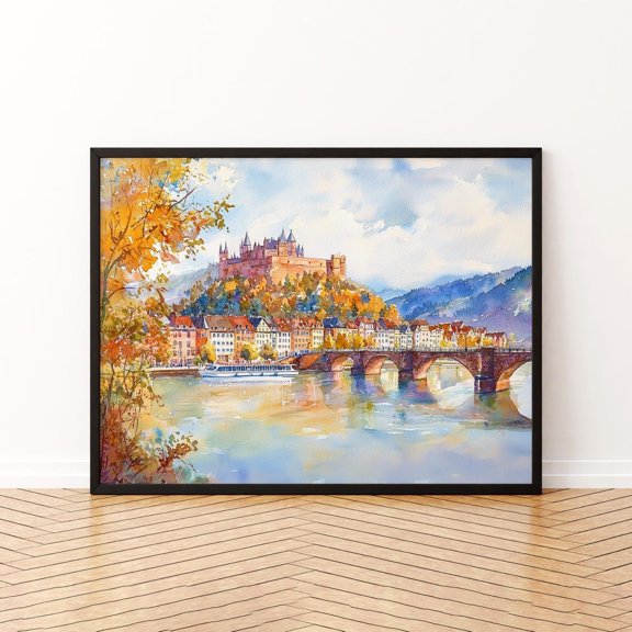 Heidelberg Painterly Travel Landscape Germany Wall Decor Unframed Paper Print