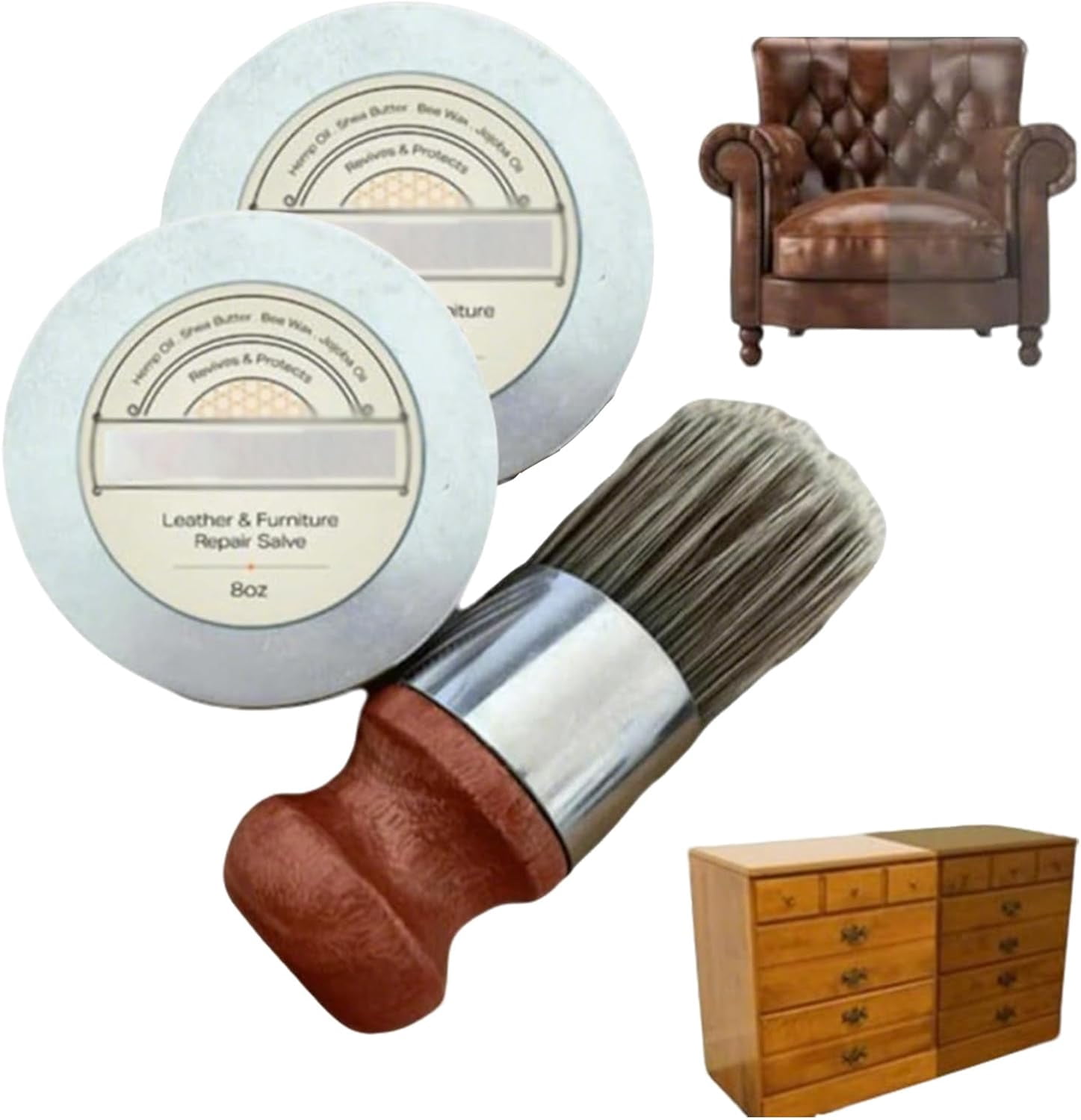 Heidelux - Leather Restoration Cream, Heidelux Leather Conditioner, 𝐋eather & Furniture Repair Salve with Brush, for Couches and Furniture, Repair Salve for Car Seats (2PCS)