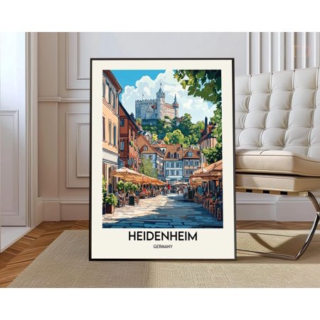 Heidenheim Germany Poster, Hellenstein Castle Map Wall Art