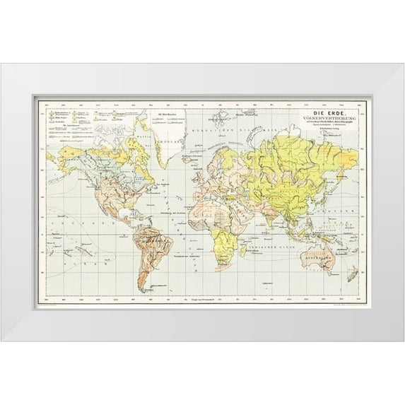 Heiderich, Franz 18x13 White Modern Wood Framed Museum Art Print Titled - The Earth a general geography and area 1896