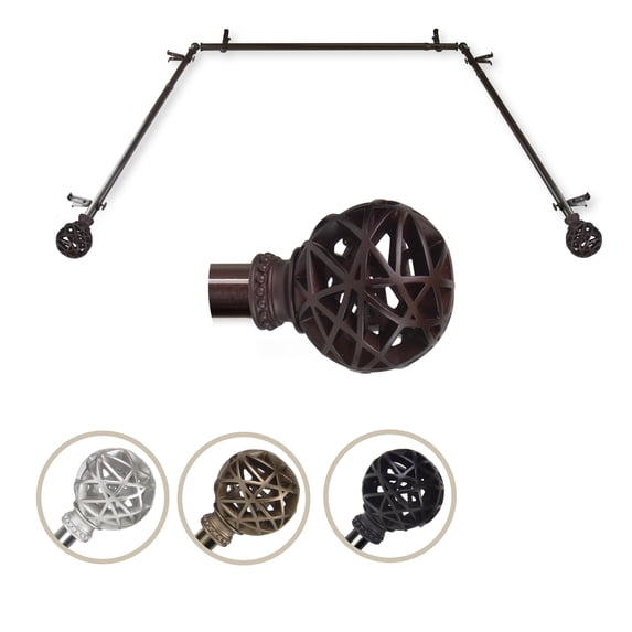 Heidi 13/16" Bay Window curtain rod 20"-36", 38"-72" - Cocoa