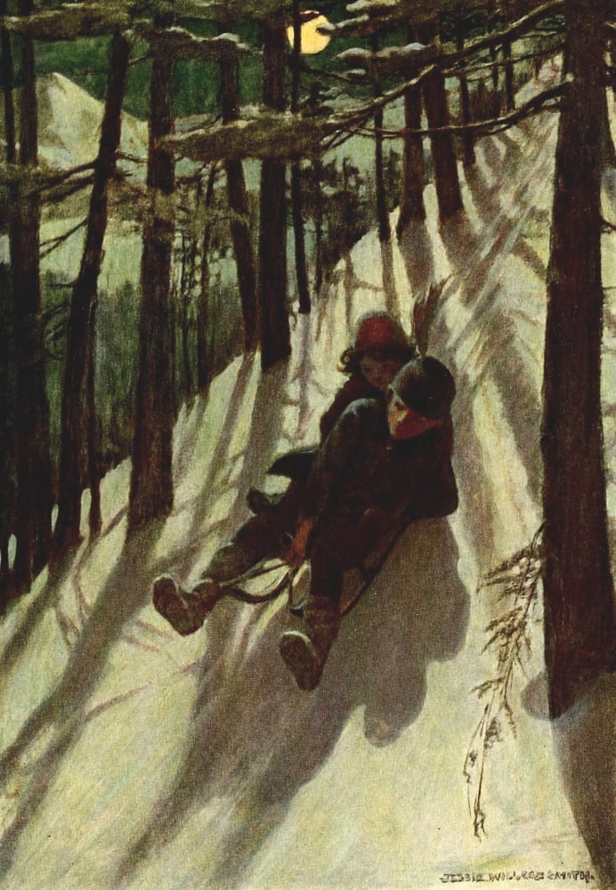 Heidi 1922 Down the mountain they shot Canvas Art - Jessie Willcox Smith (18 x 24)