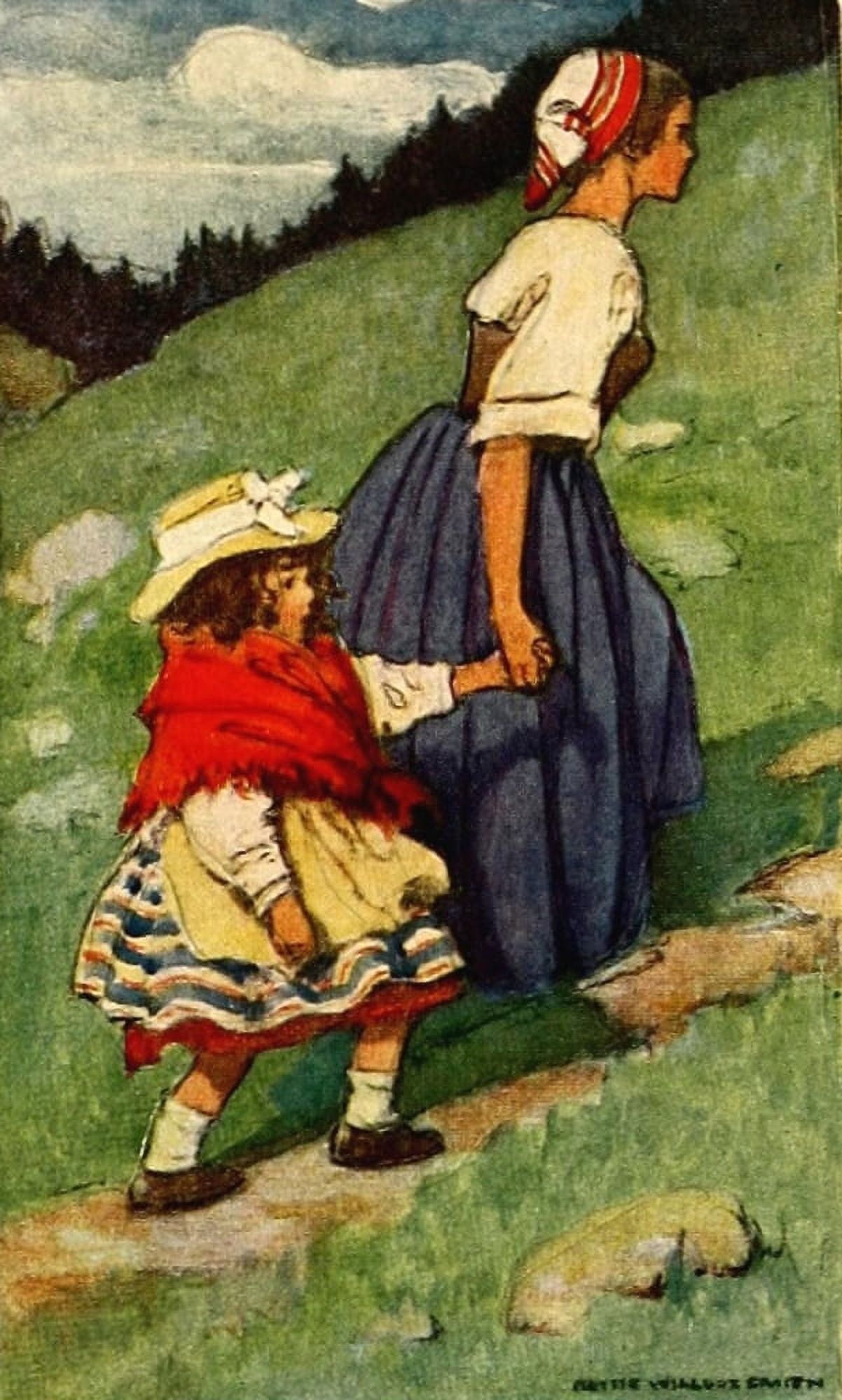 Heidi 1922 On the mountainside Canvas Art - Jessie Willcox Smith (24 x 36)
