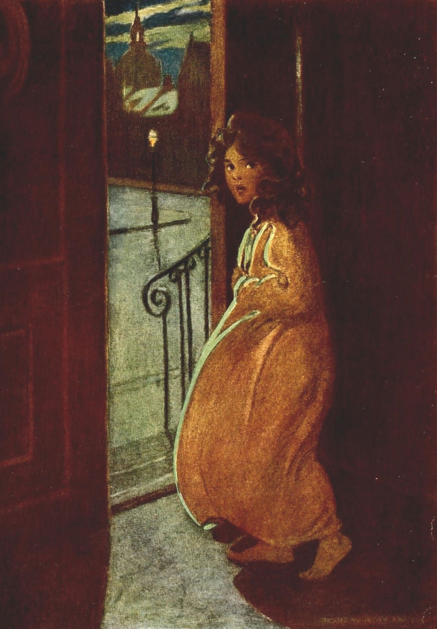 Heidi 1922 The moonlight was shining Canvas Art - Jessie Willcox Smith (18 x 24)