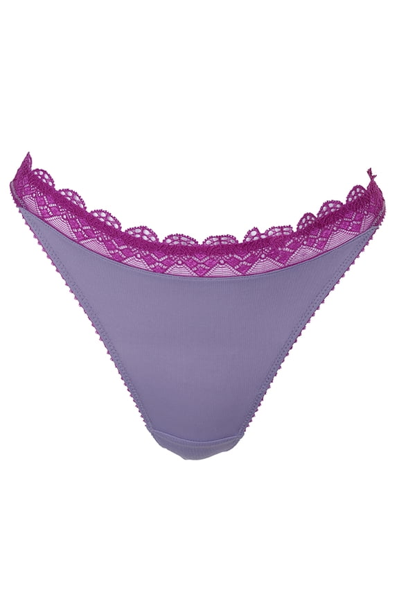 Heidi By Heidi Klum Aster Purple Geometric-Lace Thong XS