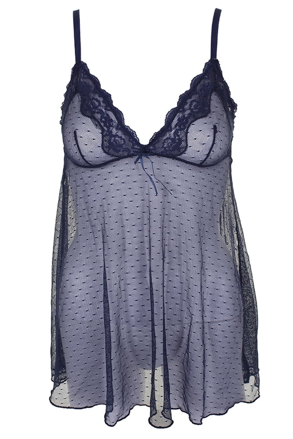 Heidi By Heidi Klum Navy Dotted-Mesh Babydoll XS