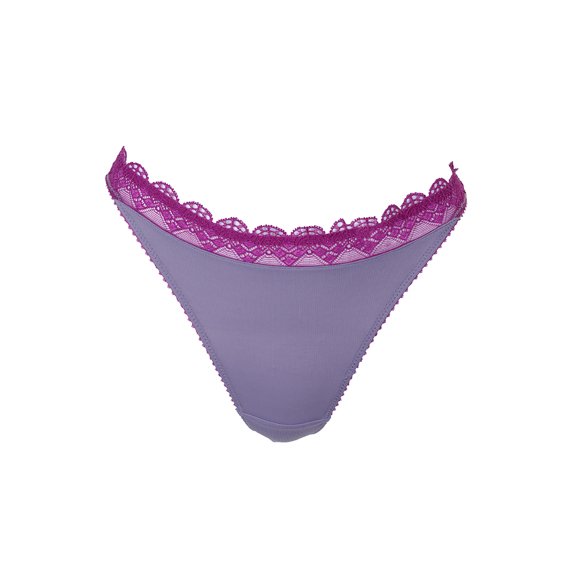 Heidi By Heidi Klum Purple Magenta Geometric-Lace Thong XS