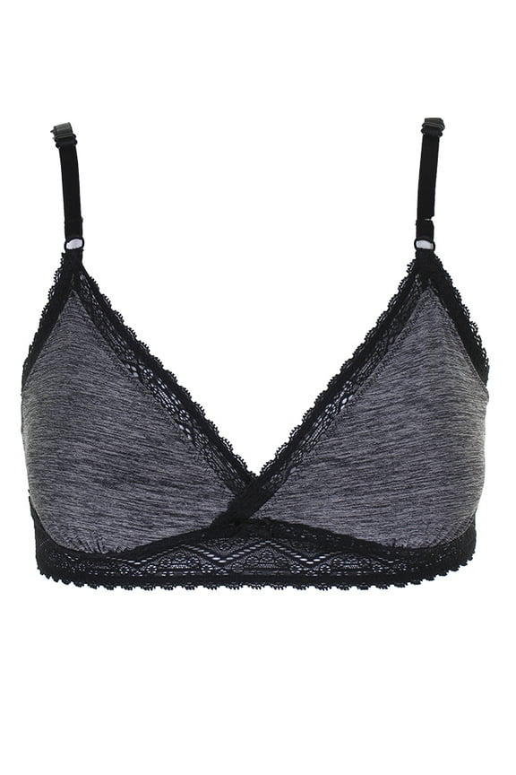 Heidi By Heidi Klum Womens Dark Grey Marled Geometric-Lace Bralette S