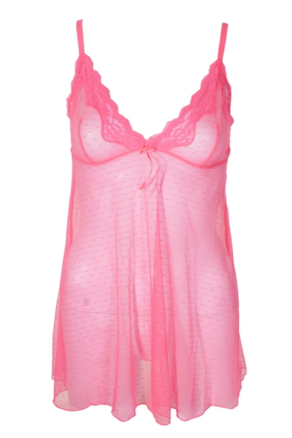 Heidi By Heidi Klum Womens Neon Pink Dotted-Mesh Babydoll S