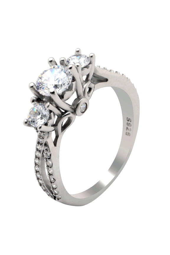 Heidi Engagement Ring Sterling Silver 3 Stone Cz Womens Ginger Lyne Collection