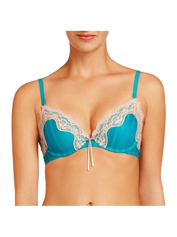 Teal Mesh Lace Customized Lift Contour Underwire Bra Women's 38D