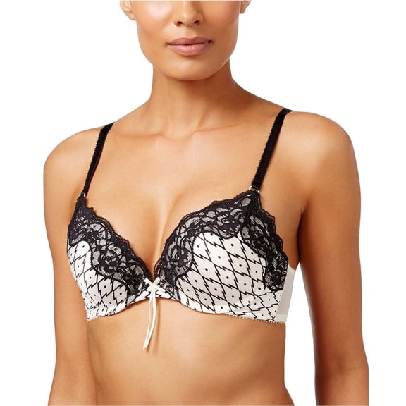 Heidi Klum White Smooth Satin & Lace Subtle Lift Contour Underwire Bra Women's 34DD