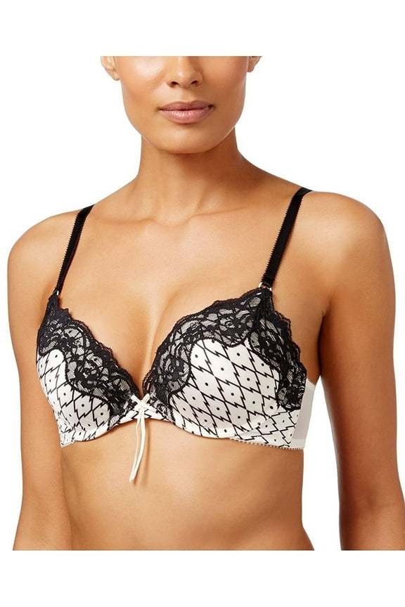 White Smooth Satin & Lace Subtle Lift Contour Underwire Bra Women's 34DD